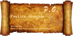 Pavlics Orsolya névjegykártya